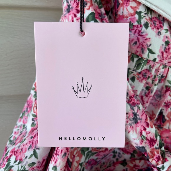 Hello Molly Ruffled Out Floral Pink and White One Shoulder Dress Size 10 NWT - Picture 11 of 14